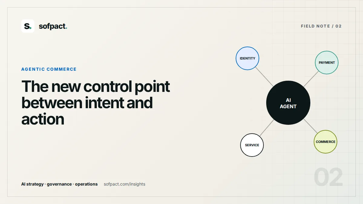 Editorial network map showing an AI agent connecting identity, permissions, payments and regulated services